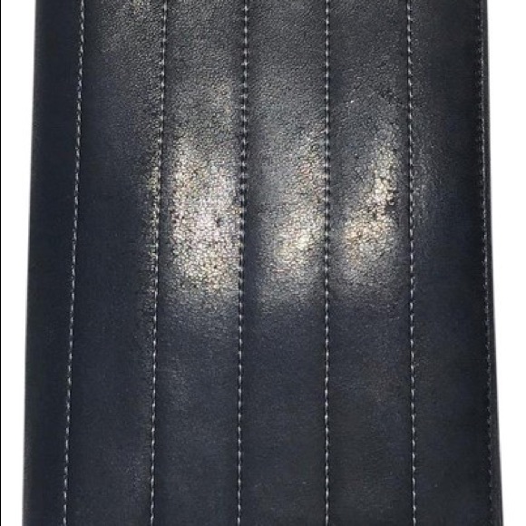 Authentic Mademoiselle Ligne Topstitched Bifold Black Lambskin Clutch - Picture 8 of 9